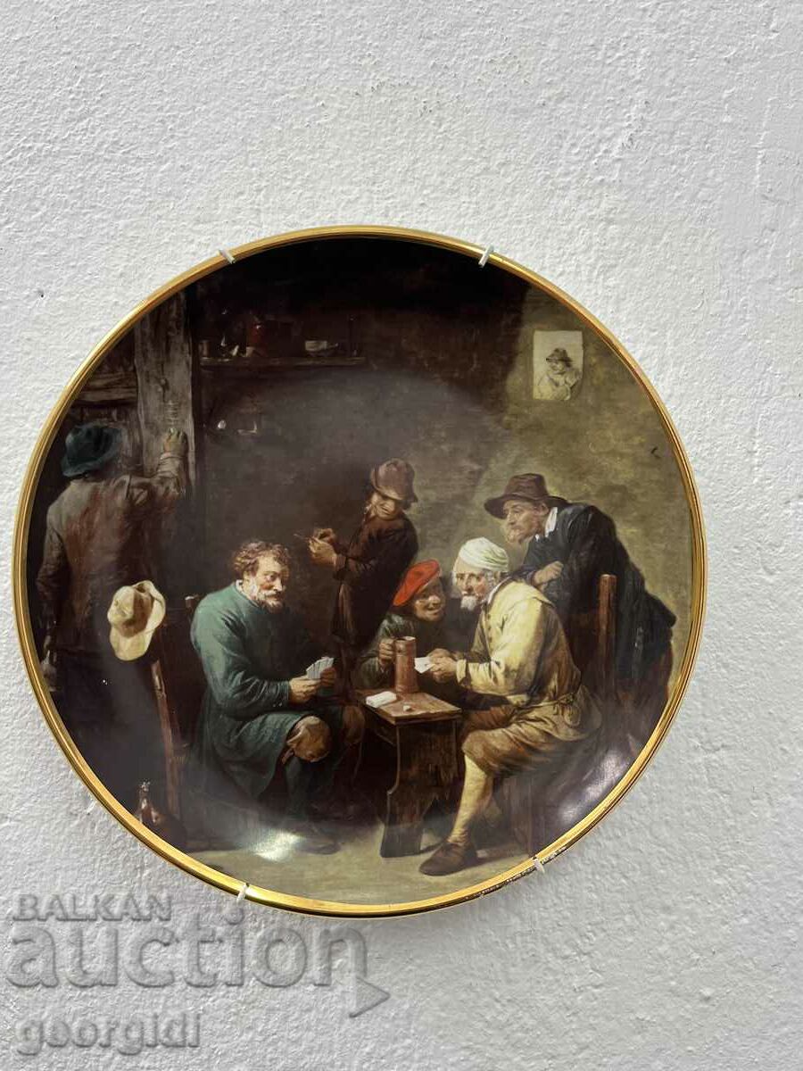 Collectible porcelain plate - "card game". #5608