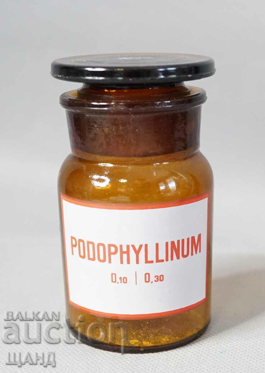 Παλιό Γυάλινο Βάζο Φαρμακείο Φαρμακείο PODOPHYLLINU