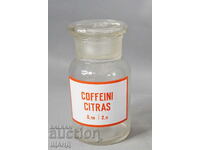 Old Glass Apothecary Bottle Jar Pharmacy COFFEINI CIT