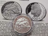 Argint 15 ECU/100 Franci Înot 1993 Franța
