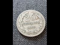 Monedă veche 20 Stotinki 1888 / BZC!
