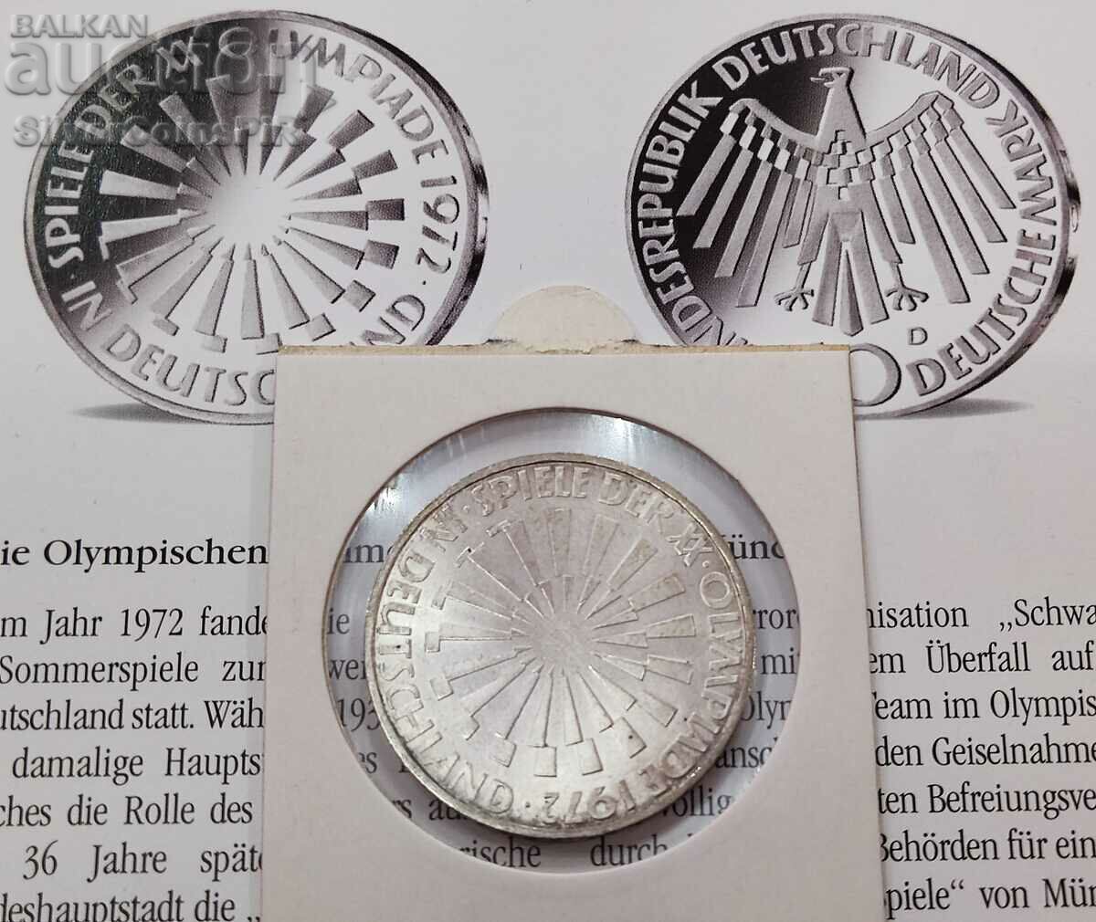 Argint 10 G Marks Jocurile Olimpice 1972 Germania