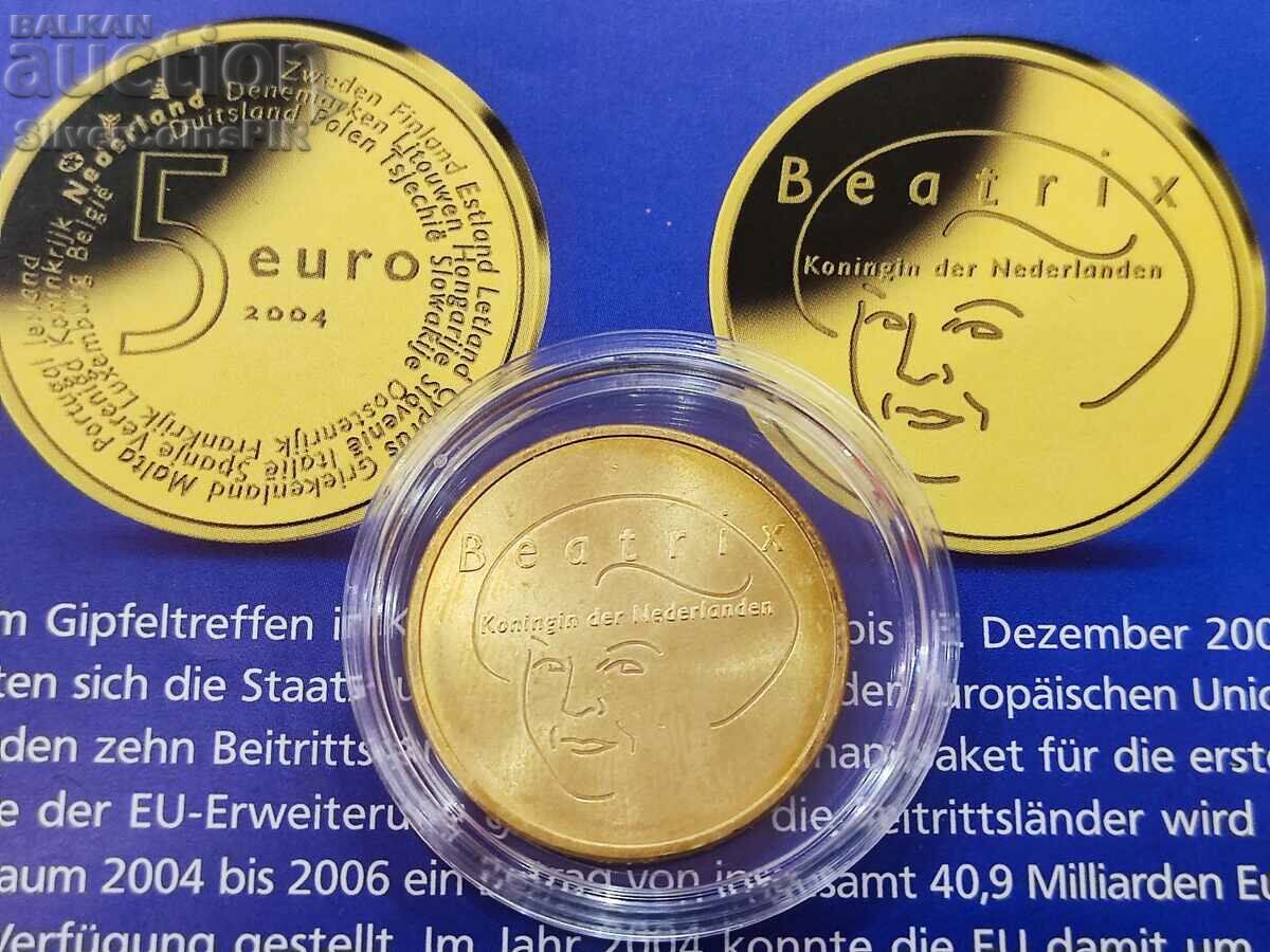 Silver 5 Euro Beatrix 2004 Golded Netherlands