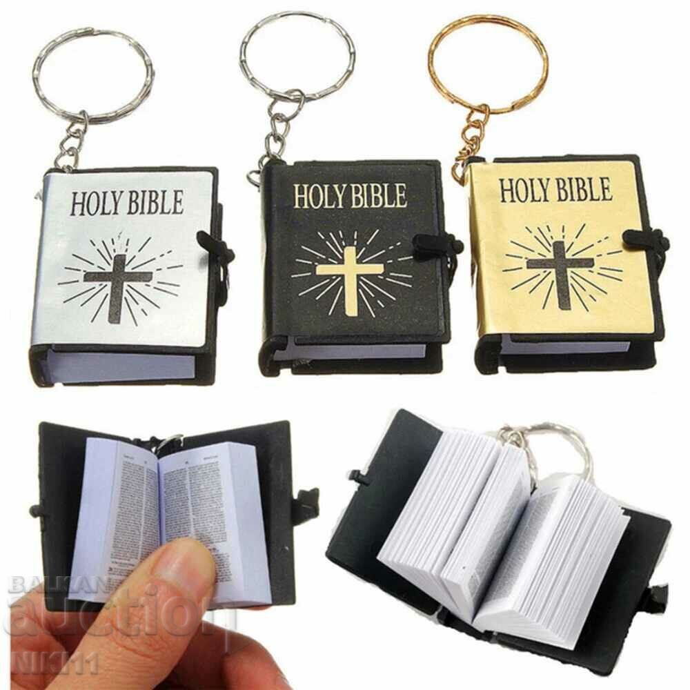 Auction  Keychain small Bible with text to read Christ