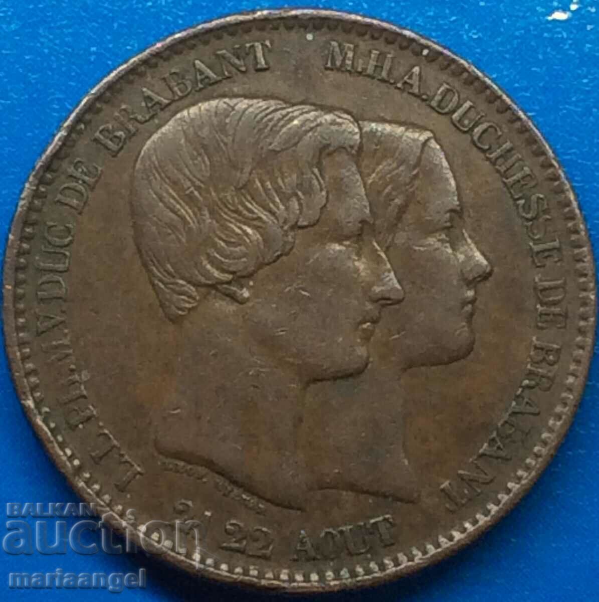 Belgia 10 centimes 1853 Nunta regala 19,75 g 32 mm cupru