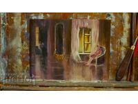 Импресионизъм маслена картина- Жена гледаща  през прозореца