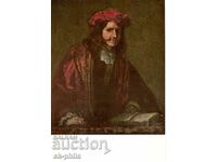 Carte poștală veche - Artă - Rembrandt, Omul cu pălărie roșie