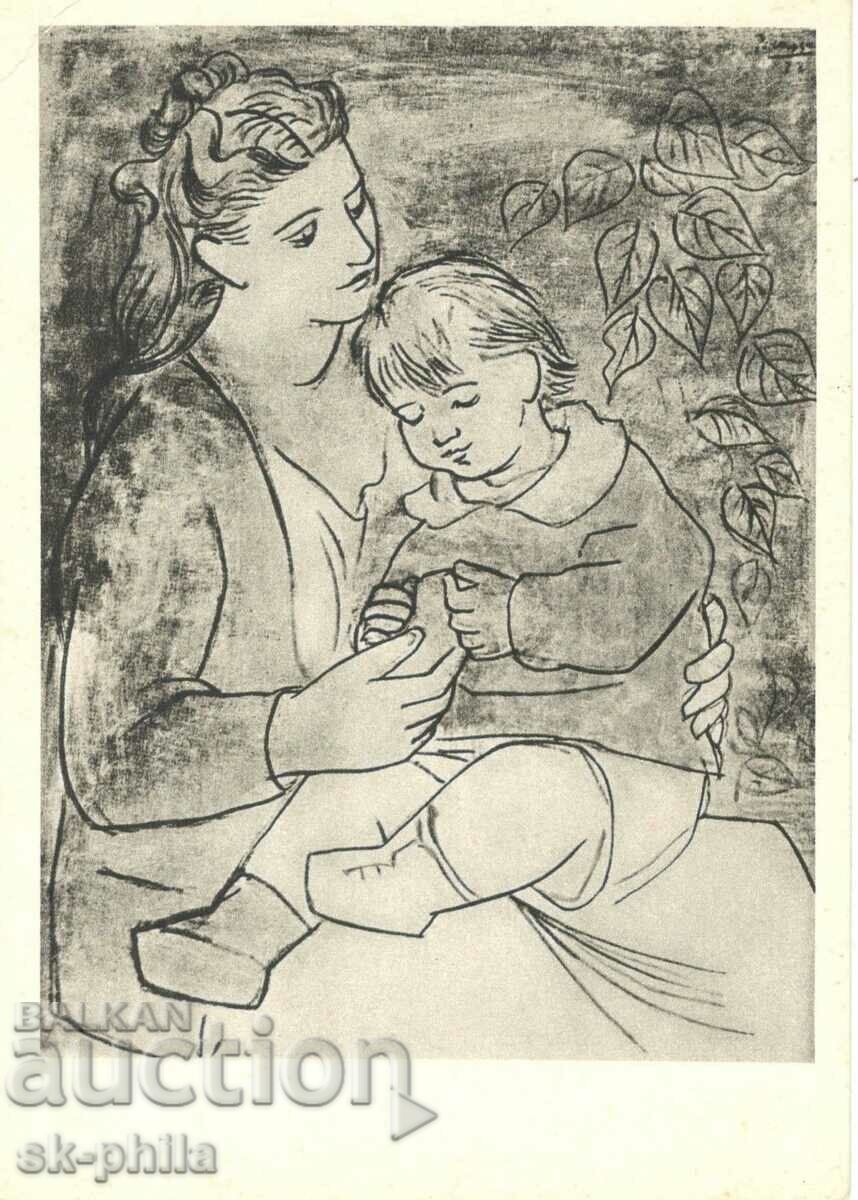 Carte poștală veche - Artă - P.Picasso, Mamă cu copil