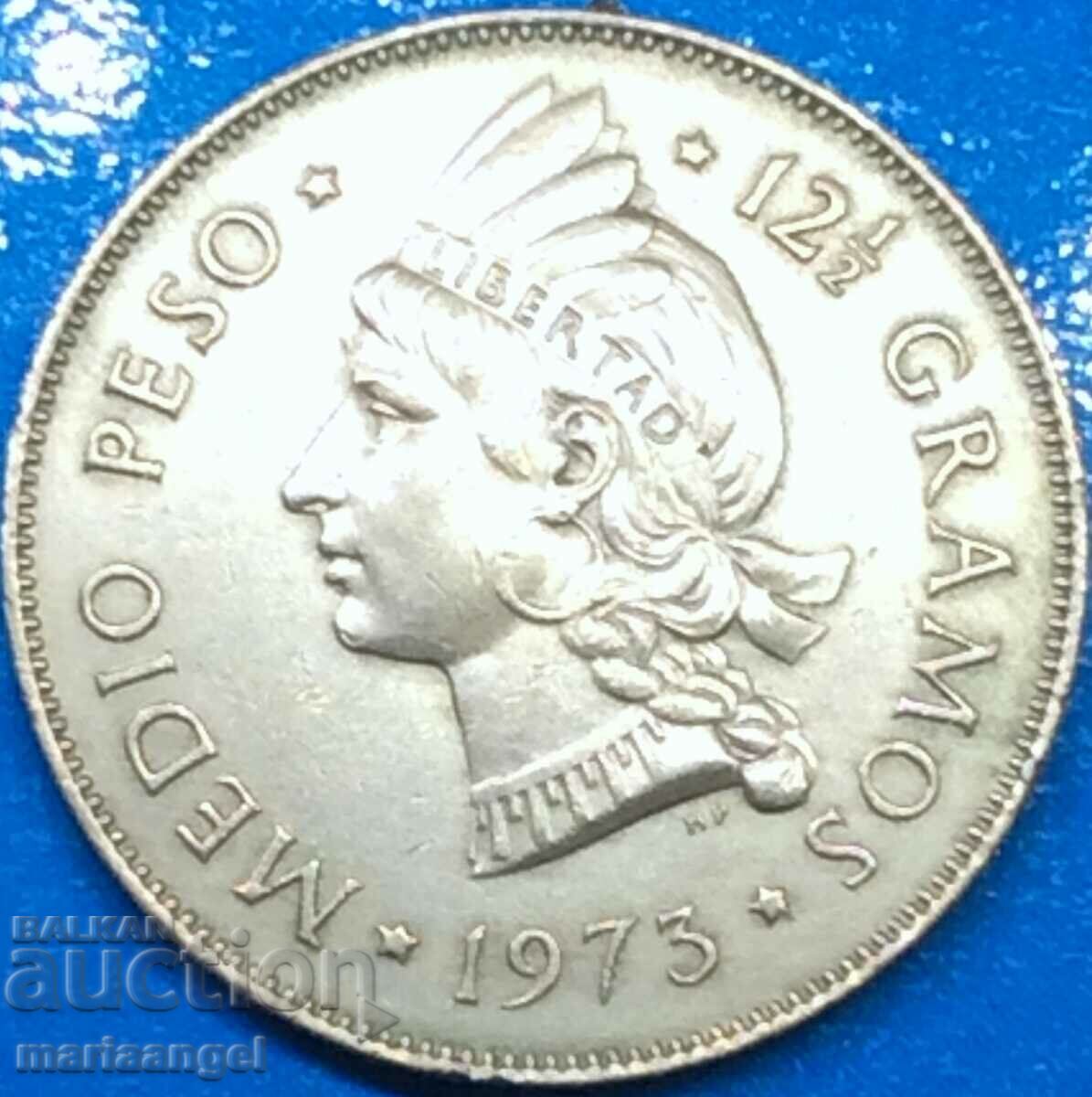Dominican Republic 1/2 peso 1973 30mm 12.5g silver