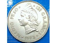 Republica Dominicană 1/2 peso 1973 30mm 12.5g argint