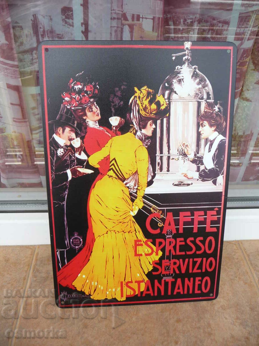Метална табела кафе еспресо ретро декорация кафене ресторант