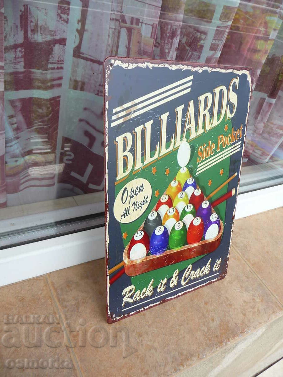 Metal plate billiard table balls game cue game tournament sport with price 18.00 BGN | € 9.20 Metal plate billiard table balls game cue game tournament sport with price 18.00 BGN | € 9.20