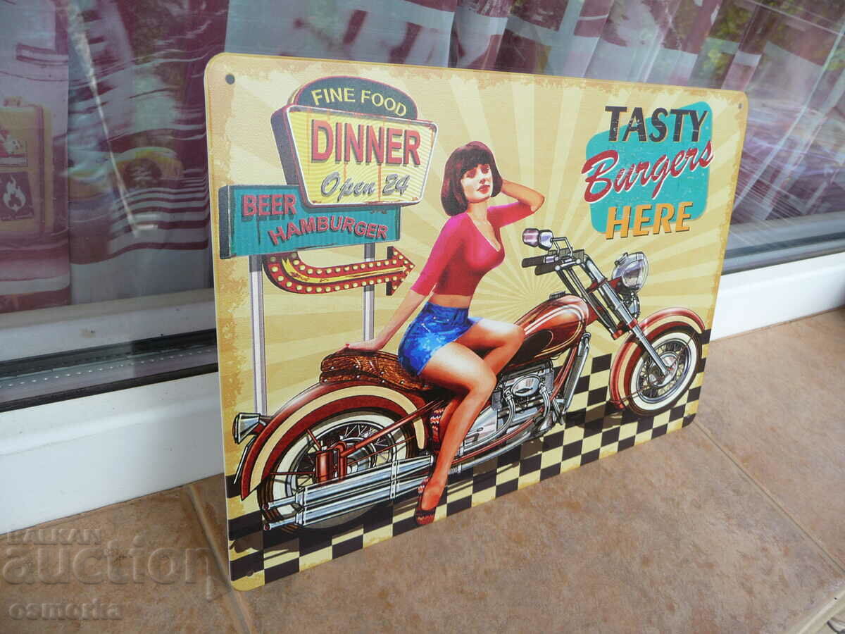 Metal plate motor establishment burgers erotica sexy girl with price 18.00 BGN | € 9.20 Metal plate motor establishment burgers erotica sexy girl with price 18.00 BGN | € 9.20