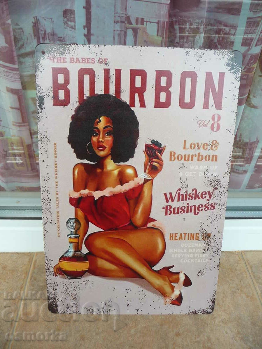 Metal sign whiskey bourbon business sexy girl bottle beauty
