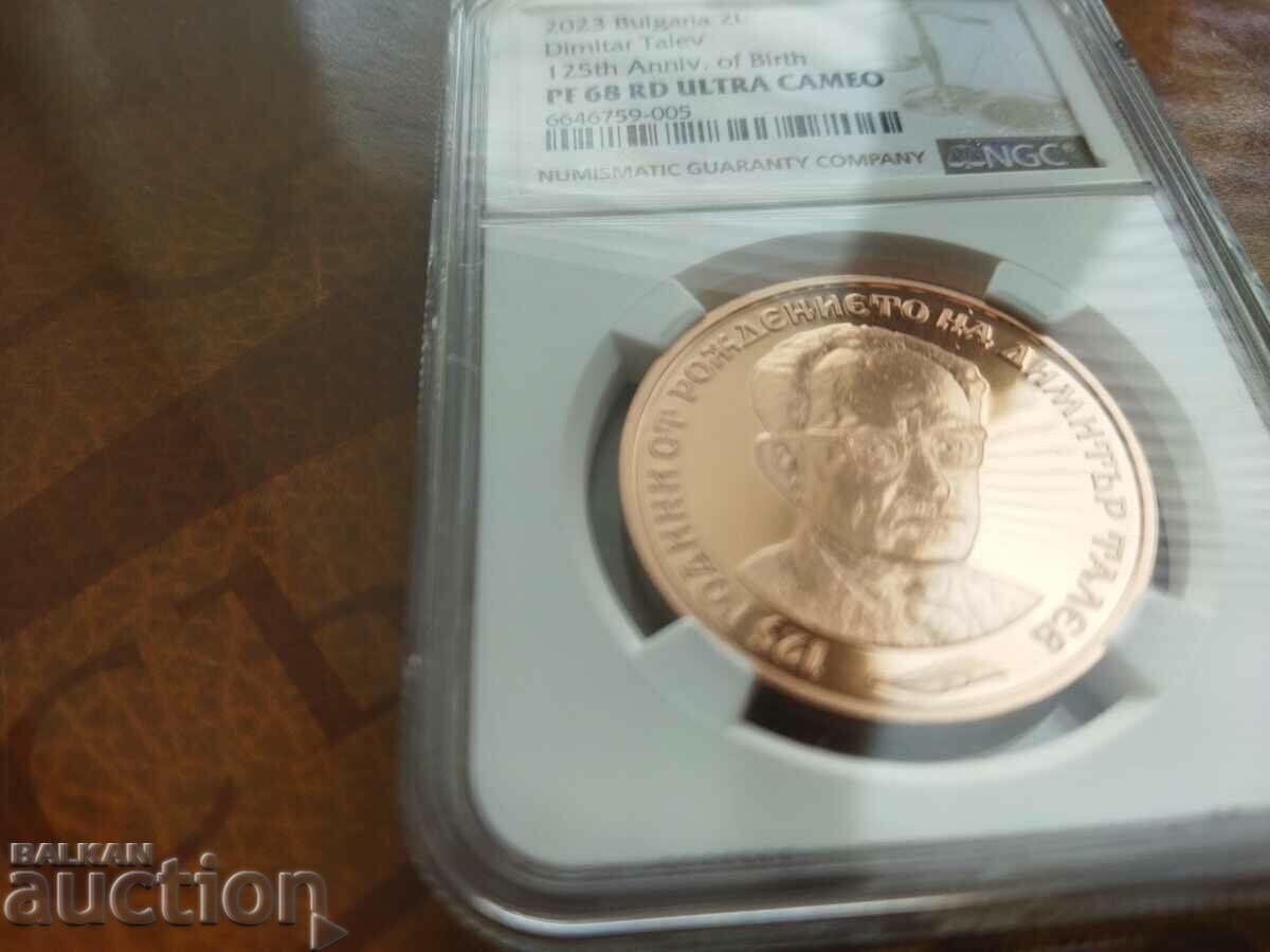 Auction  Bulgaria coin 2 BGN from 2023 NGC UNC PF 68 DIMITAR TALEV