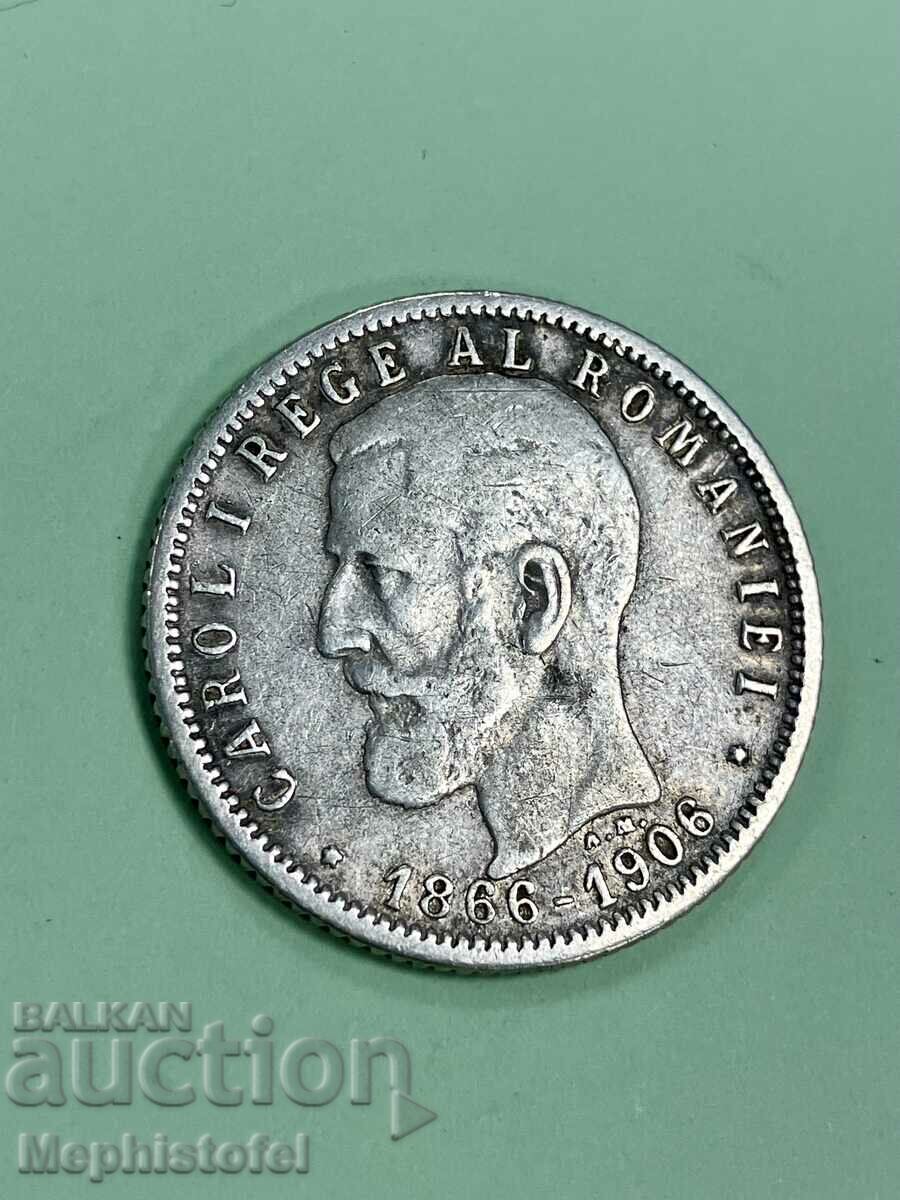 1 лея 1906 г, Кралство Румъния - сребърна монета