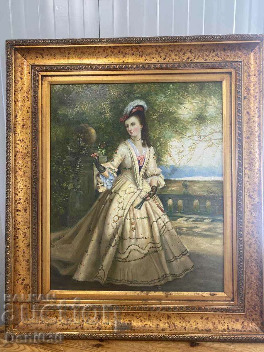 An exceptional large oil painting in a very beautiful frame
