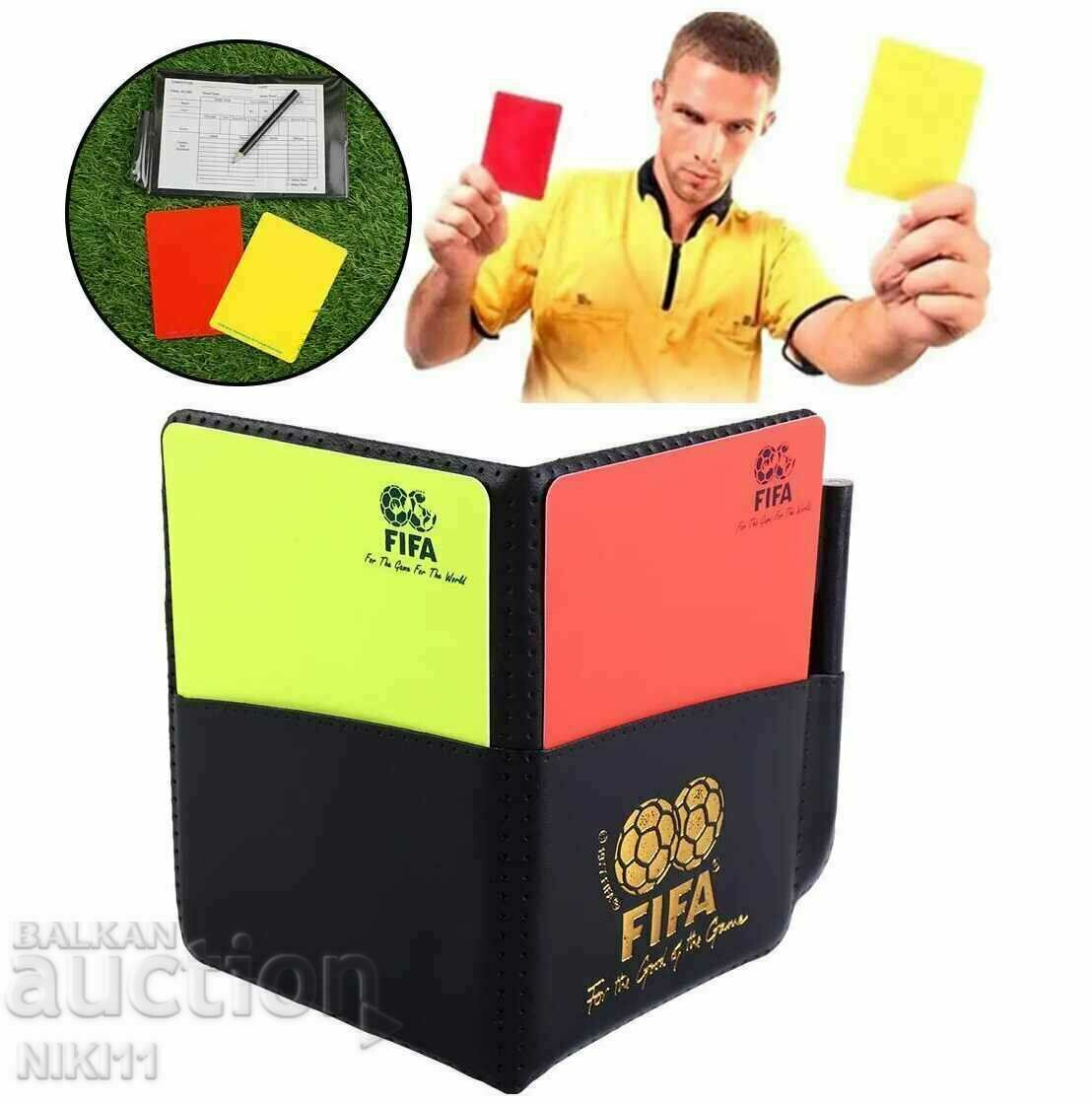 Cards for football referees, notebook red yellow card football