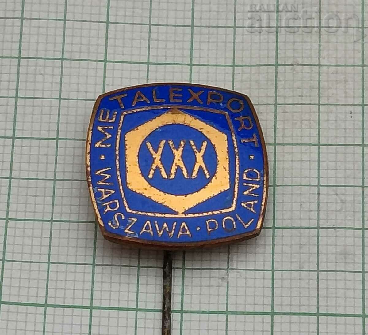 WARSZAWA METALEXPORT POLAND BADGE ENAMEL