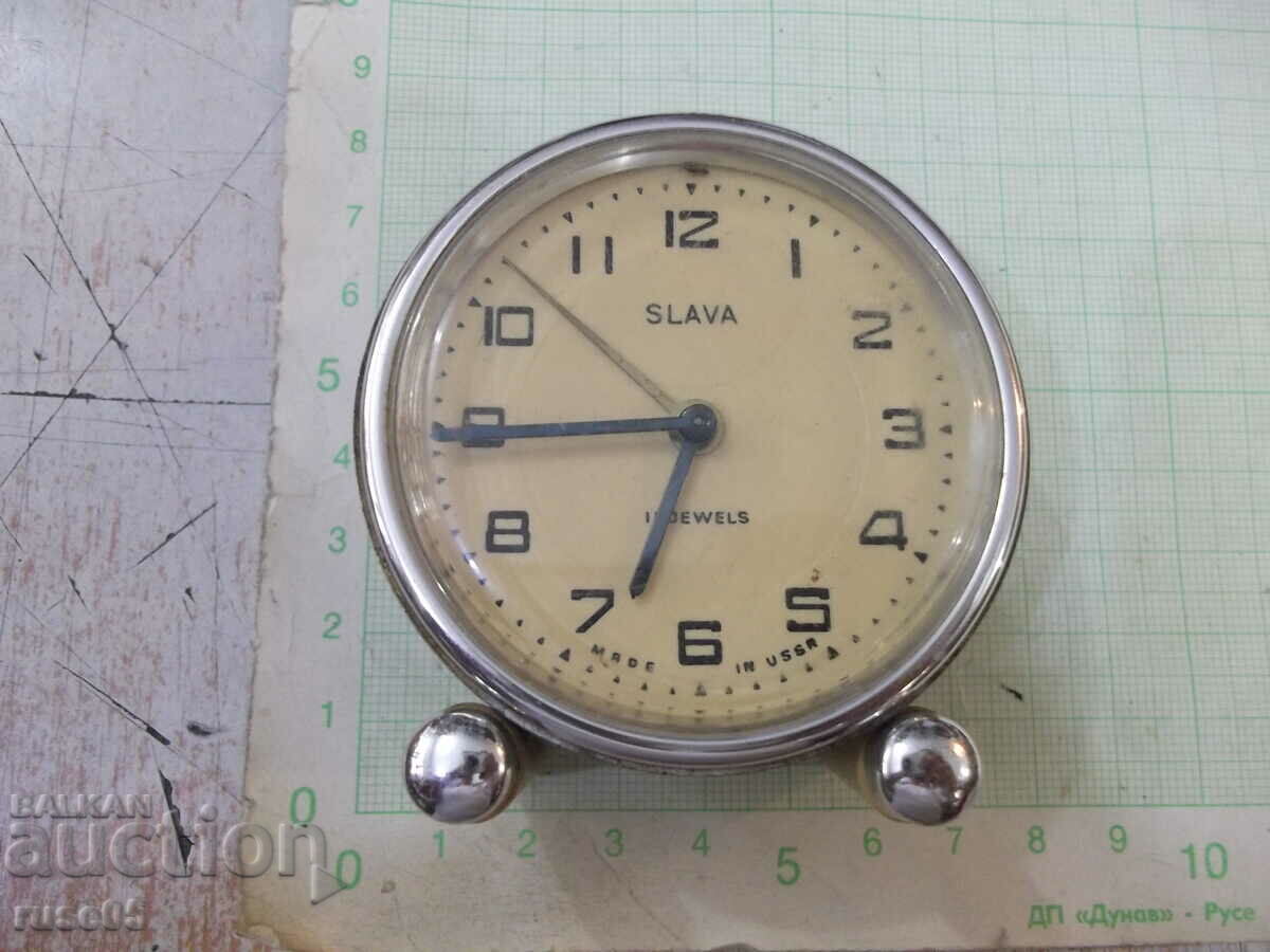 Auction Clock "SLAVA" mechanical desktop with alarm clock working - 7 Auction Clock "SLAVA" mechanical desktop with alarm clock working - 7
