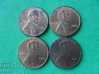 Lot de monede de 1 cent SUA 2010 - 2022