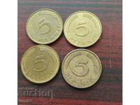 Γερμανία - FRG, ανταλλάξτε νομίσματα 4x5 pfennig μετά το 1950