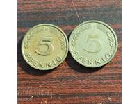 Germania - FRG, 2x5 Pfennig 1949 G și J
