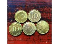 Γερμανία - ΛΔΓ, 5x10 pfennig διαφορετικές χρονιές και δευτ. αυλές