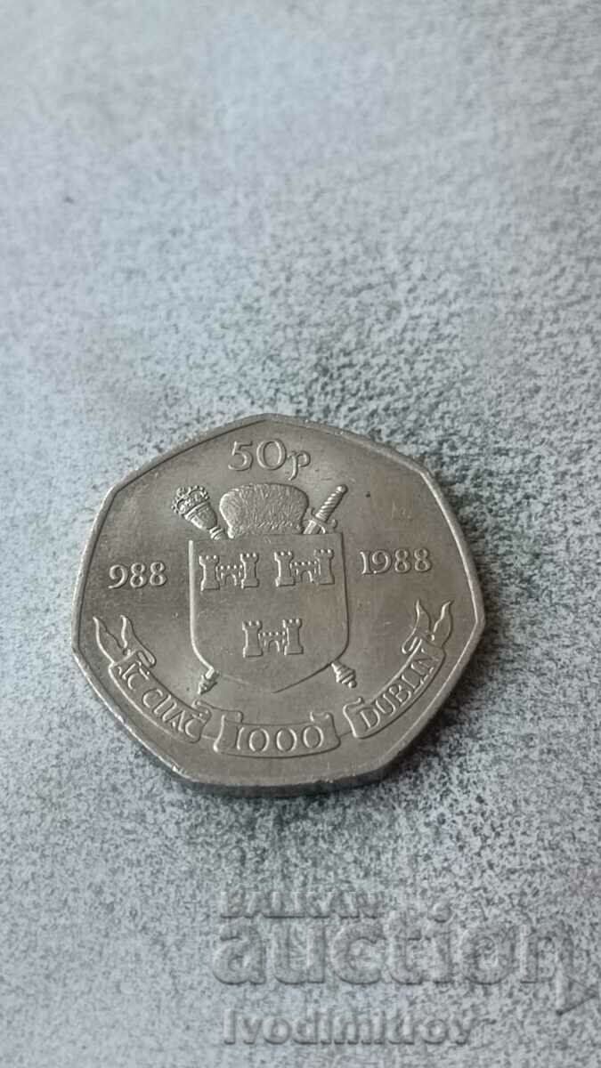 Ирландия 50 пенса 1988 Хилядолетие