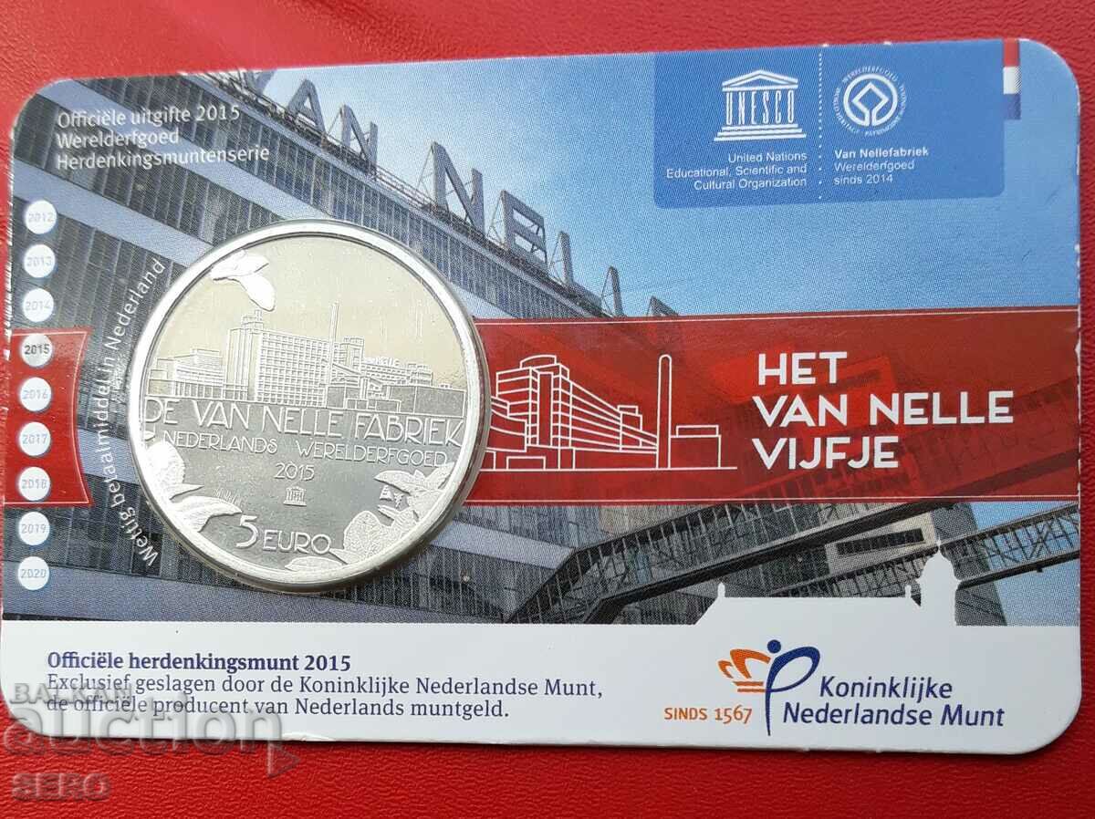 Монетна карта-Нидерландия-5 евро 2015-посребрени