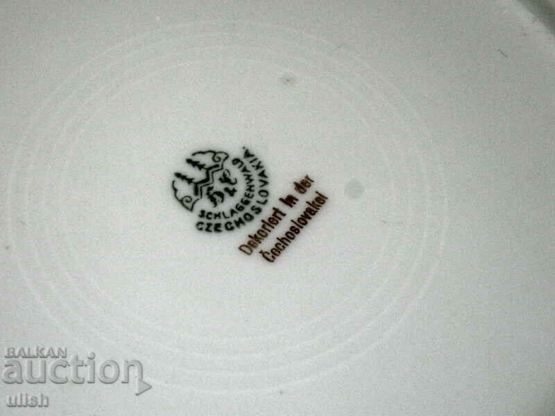 Schlaggenwald Bohemia Czechoslovakia old porcelain plate with price 10.00 BGN | € 5.11 Schlaggenwald Bohemia Czechoslovakia old porcelain plate with price 10.00 BGN | € 5.11