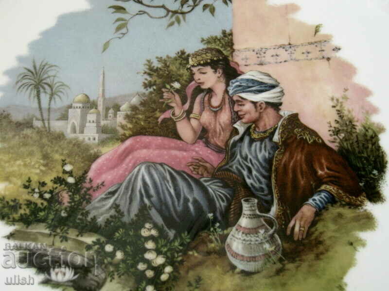 Old porcelain wall plate oriental theme with price 30.00 BGN | € 15.34 Old porcelain wall plate oriental theme with price 30.00 BGN | € 15.34