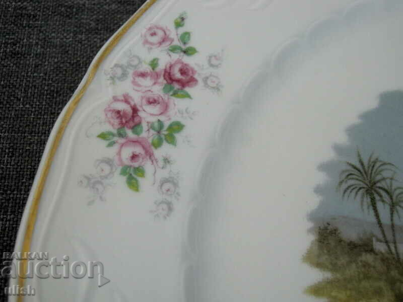 Auction Old porcelain wall plate oriental theme Auction Old porcelain wall plate oriental theme
