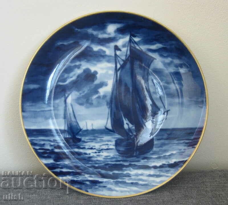 Old plate wall cobalt blue East Germany Echt kobalt