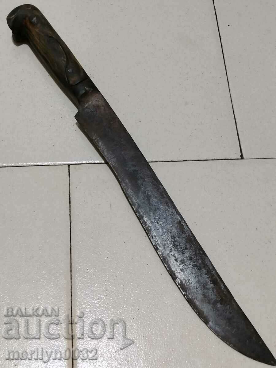 Forged karakulak shepherd's knife with a sharpened buffalo horn blade
