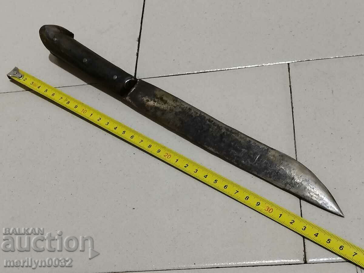Old forged knife, karakulak with tanned buffalo horn blade - 5 Old forged knife, karakulak with tanned buffalo horn blade - 5