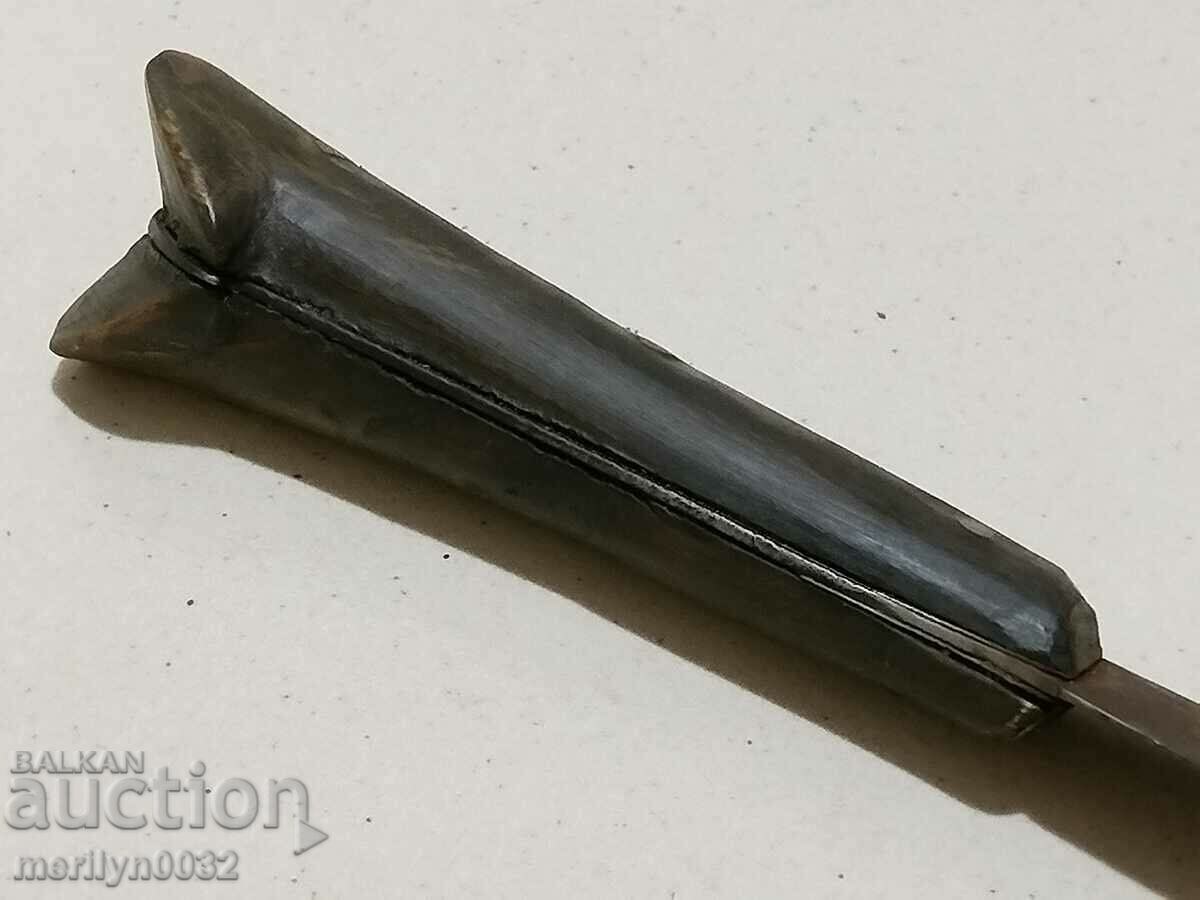 Old forged knife, karakulak with tanned buffalo horn blade - 7 Old forged knife, karakulak with tanned buffalo horn blade - 7