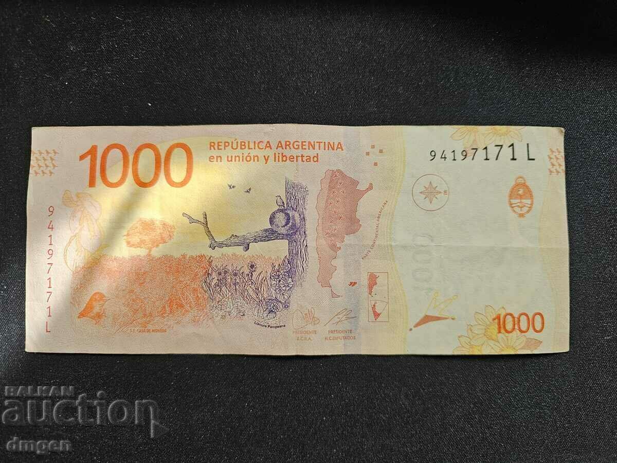 1000 pesos Argentina with price 5.00 BGN | € 2.56