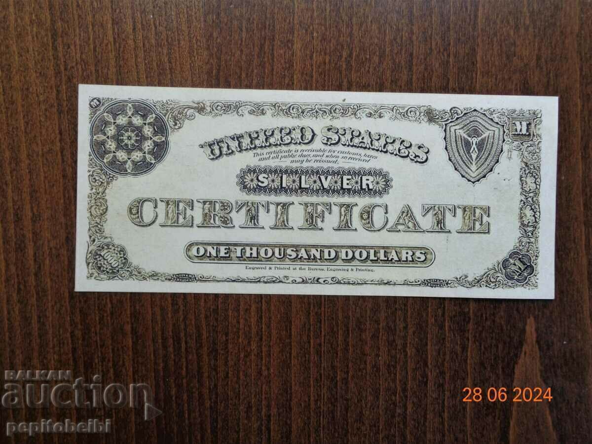 Old and rare US banknote - 1878 the banknote is a copy with price 8.01 BGN | € 4.10 Old and rare US banknote - 1878 the banknote is a copy with price 8.01 BGN | € 4.10
