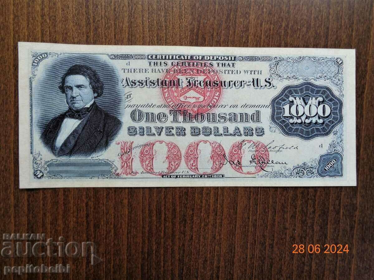 Old and rare US banknote - 1880, the banknote is a copy Old and rare US banknote - 1880, the banknote is a copy