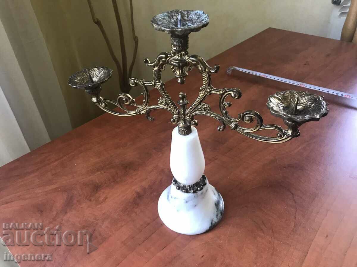 CANDLESTICK BRASS MARBLE TRIONE MASSIVE AND HEAVY - 7 CANDLESTICK BRASS MARBLE TRIONE MASSIVE AND HEAVY - 7