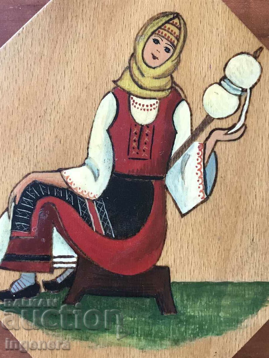 Auction PANEL WOOD PAINTING GIRL IN FRONT OF ETHNICITY FOLKLORE FROM SOCA Auction PANEL WOOD PAINTING GIRL IN FRONT OF ETHNICITY FOLKLORE FROM SOCA