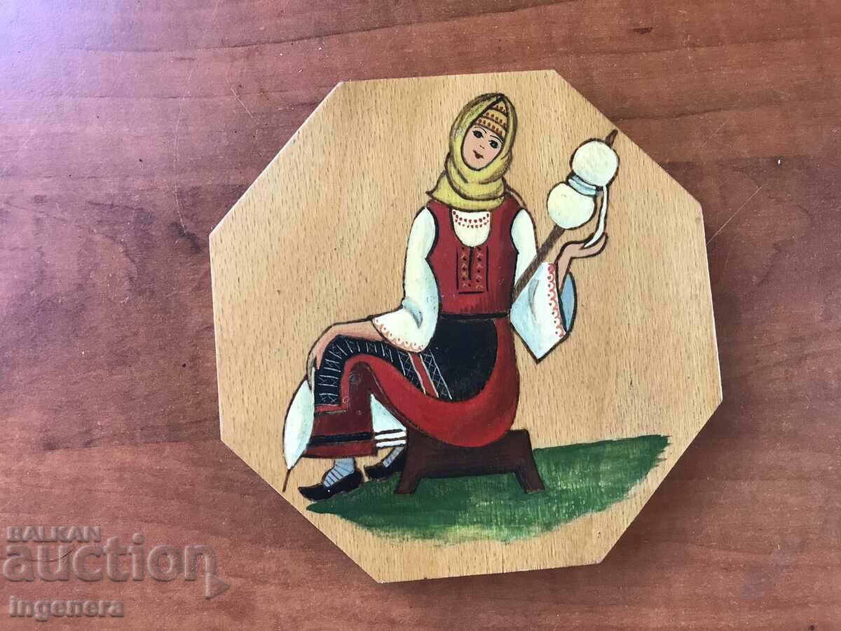 PANEL WOOD PAINTING GIRL IN FRONT OF ETHNICITY FOLKLORE FROM SOCA