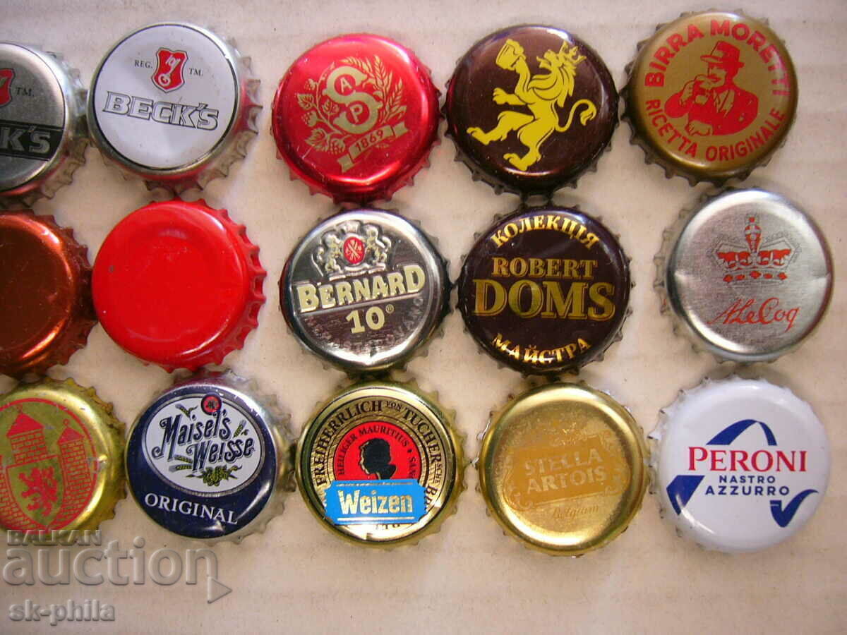 Auction Old beer caps - foreign - 24 pcs. Auction Old beer caps - foreign - 24 pcs.