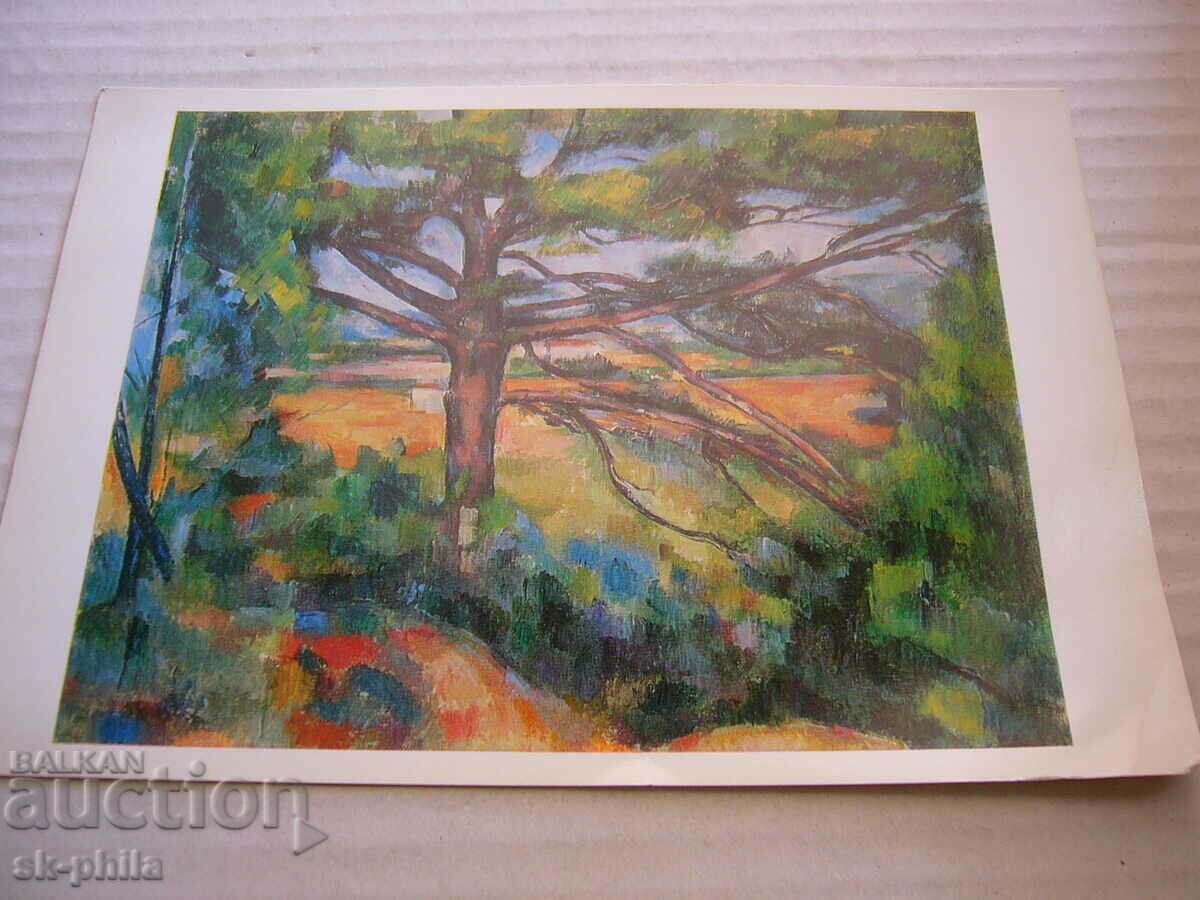 Old postcard - art - Paul Cézanne - Big pine near Aix