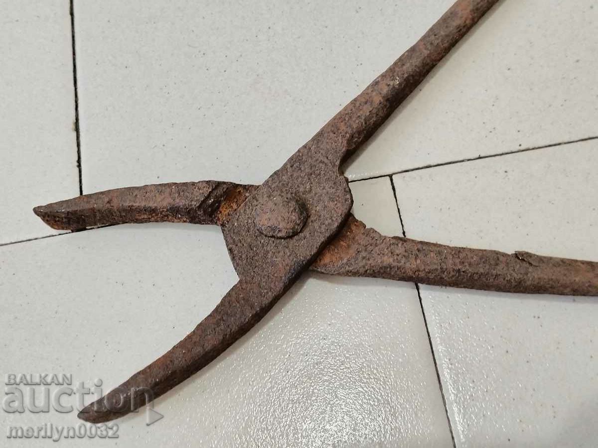 Old blacksmith's tongs, shingles, wrought iron - 7