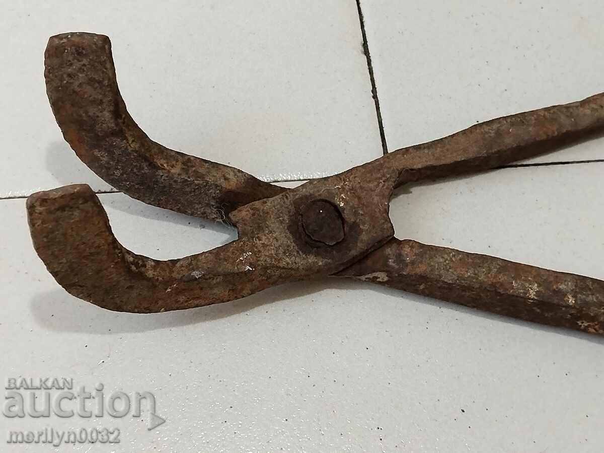 Old blacksmith's tongs, shingles, wrought iron - 6