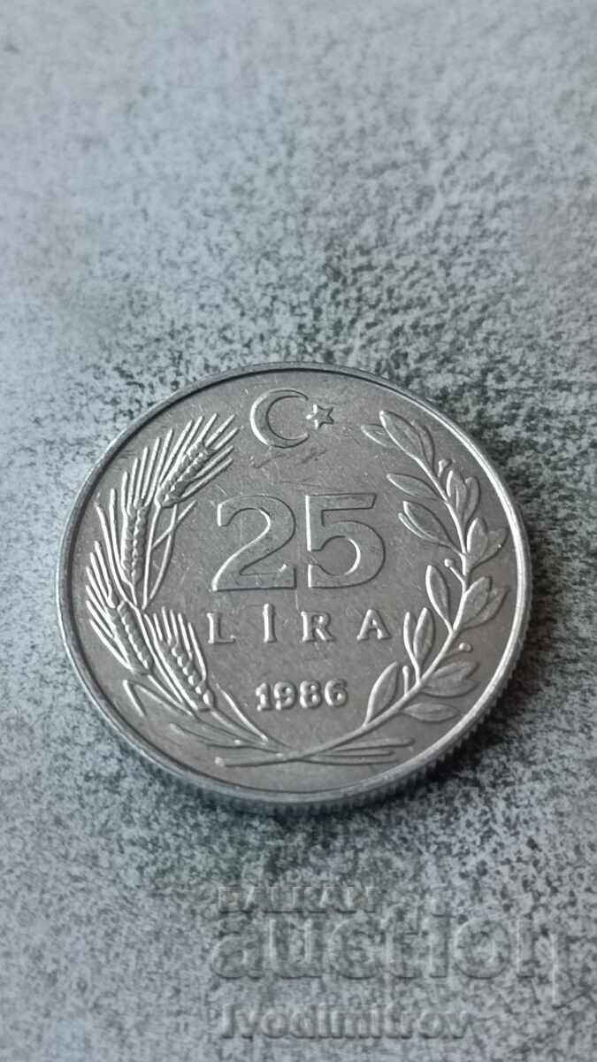 Turcia 25 lire 1986