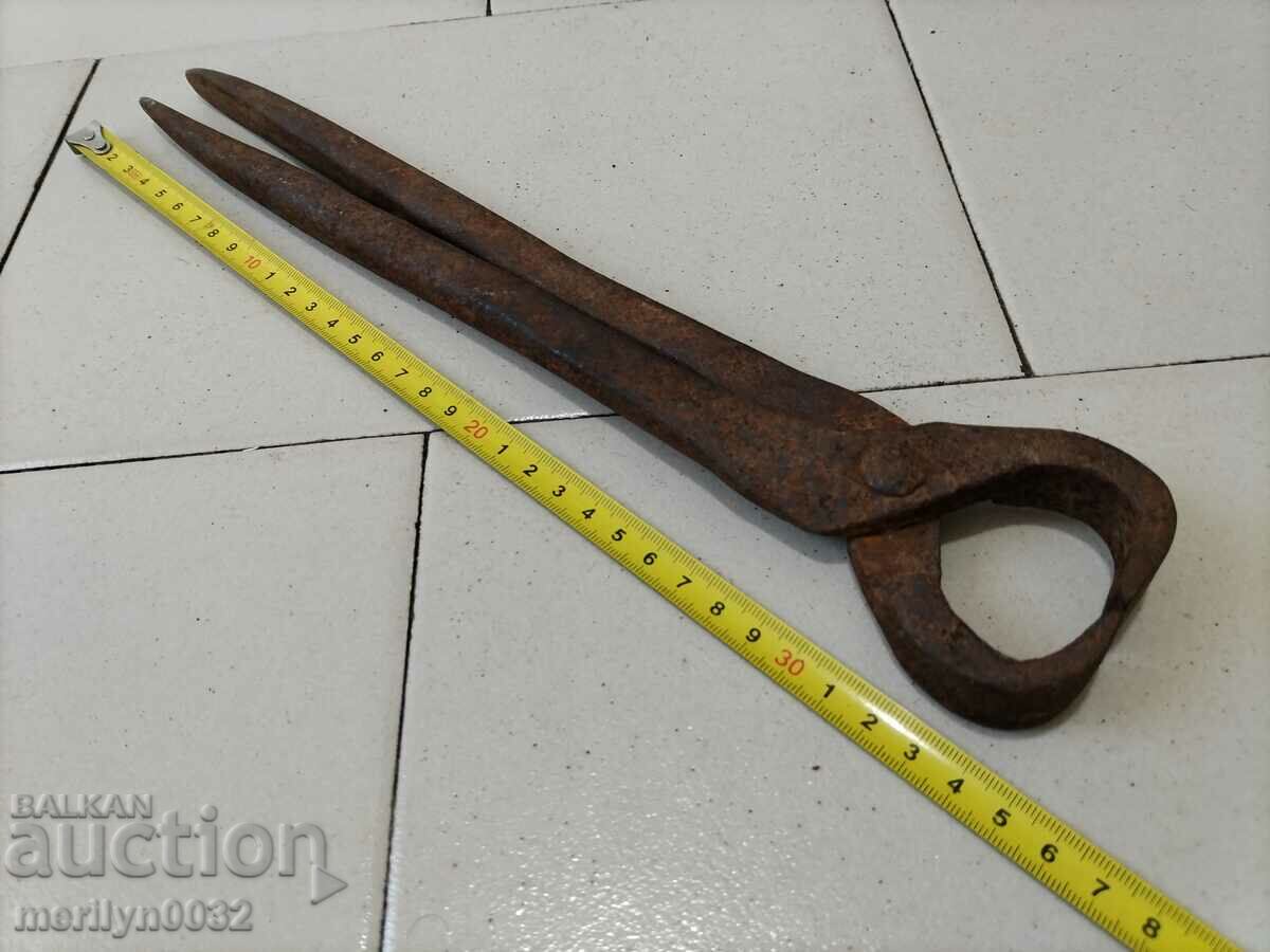 Old blacksmith's tongs, shingles, wrought iron - 7