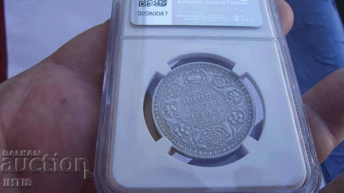 COIN - 1 Rupee 1942 - INDIA - NGC - * - AU55 - with price 300.00 BGN | € 153.39 COIN - 1 Rupee 1942 - INDIA - NGC - * - AU55 - with price 300.00 BGN | € 153.39